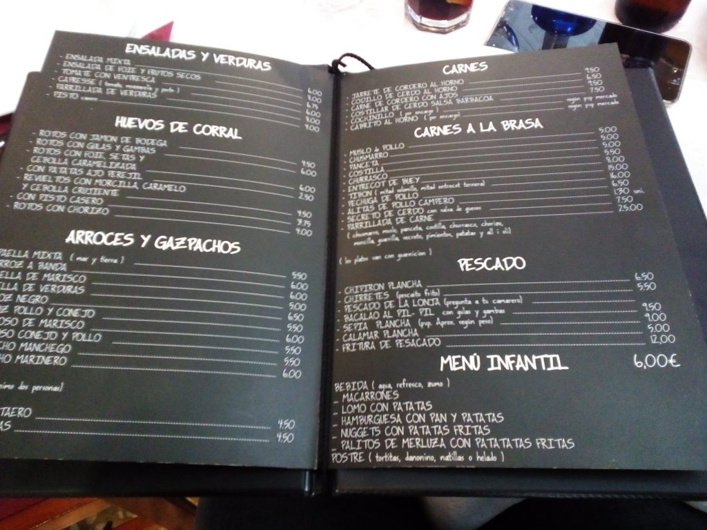 carta el molino Comer y Beber