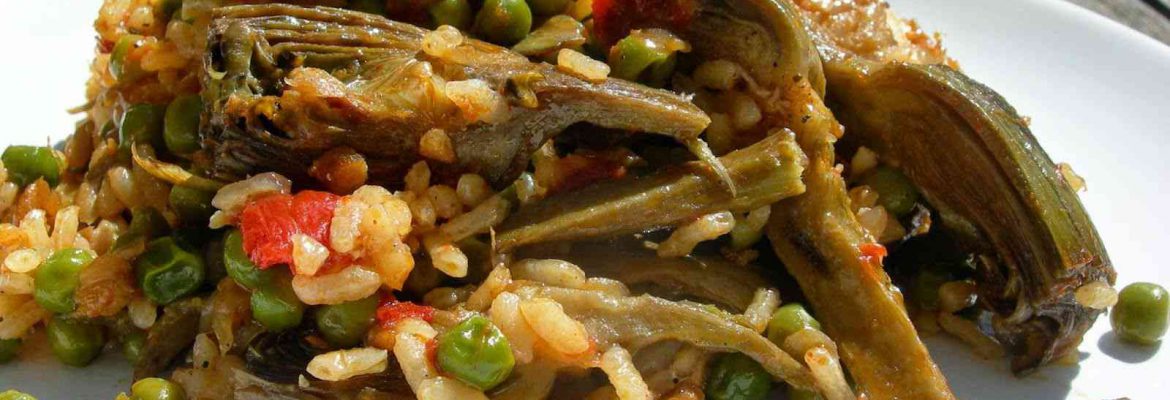 arroz con verdura y bacalao