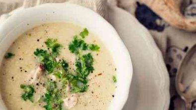 Sopa cremosa de pollo y puerro