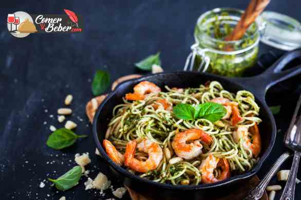 espagueti al ajillo con gambas